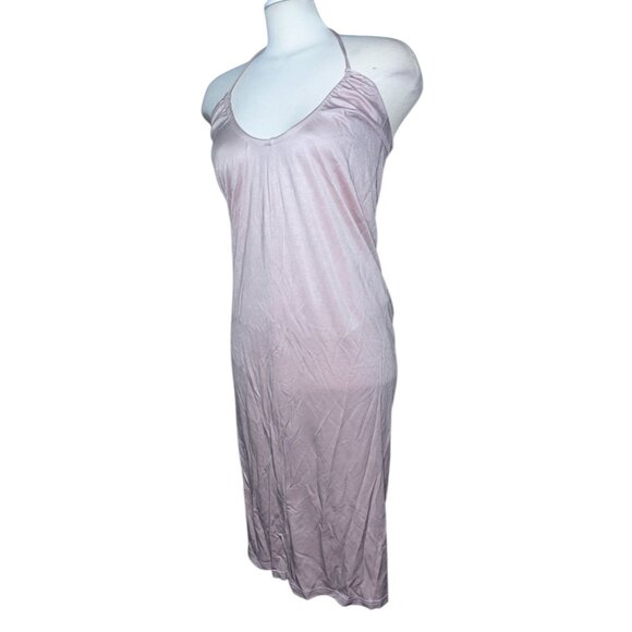 OGL Halter Neck Dress Sleeveless Knee Length Elegant Casual Wear Sz Small Beige - Picture 3 of 13